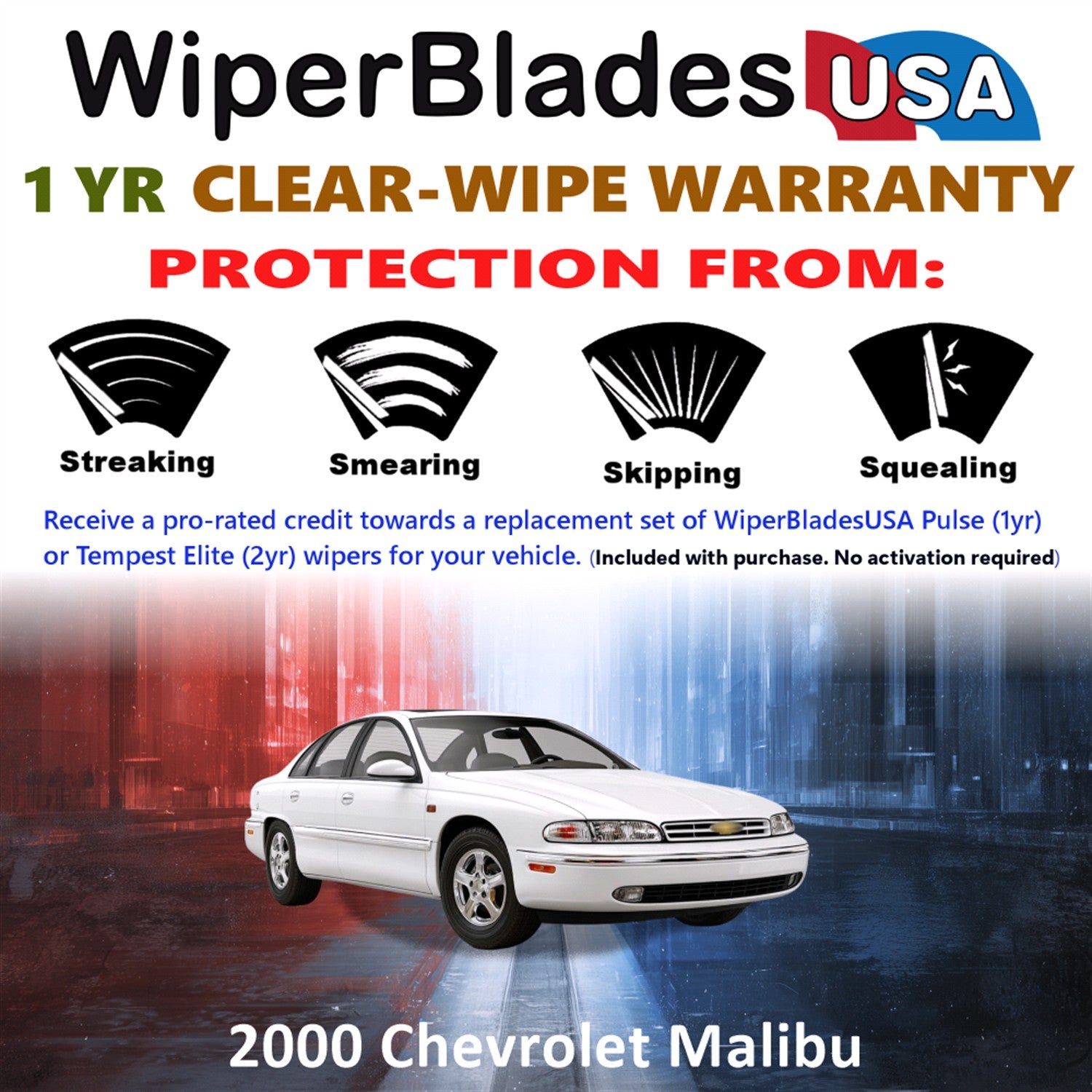 2000 Chevrolet Malibu Front Wiper blades Set Includes 1yr Wear Warranty & Free Delivery