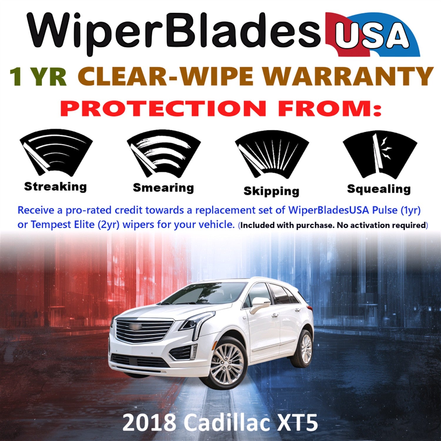 2018 Cadillac XT5 Front Wiper blades Set Includes 1yr Wear Warranty & Free Delivery