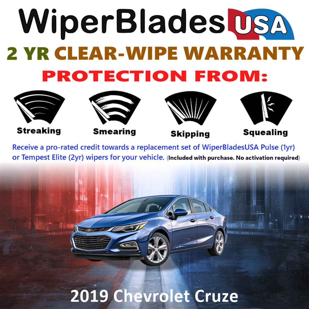 2019 Chevrolet Cruze Front Wiper blades Set  Includes 2yr Wear Warranty & Free Delivery