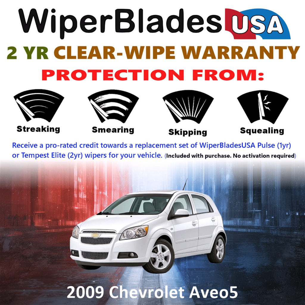 2009 Chevrolet Aveo5 Front Wiper blades Set  Includes 2yr Wear Warranty & Free Delivery