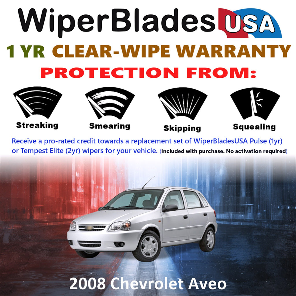 2008 Chevrolet Aveo Front Wiper blades Set Includes 1yr Wear Warranty & Free Delivery