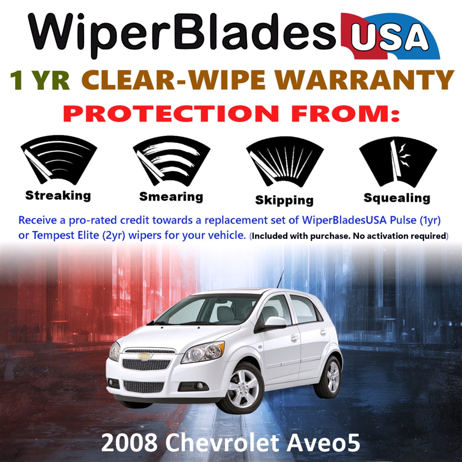 2008 Chevrolet Aveo5 Front Wiper blades Set Includes 1yr Wear Warranty & Free Delivery