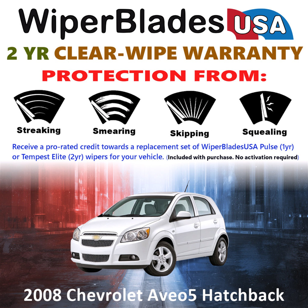 2008 Chevrolet Aveo5 Front w/Rear Wiper blades Set  Includes 2yr Wear Warranty & Free Delivery