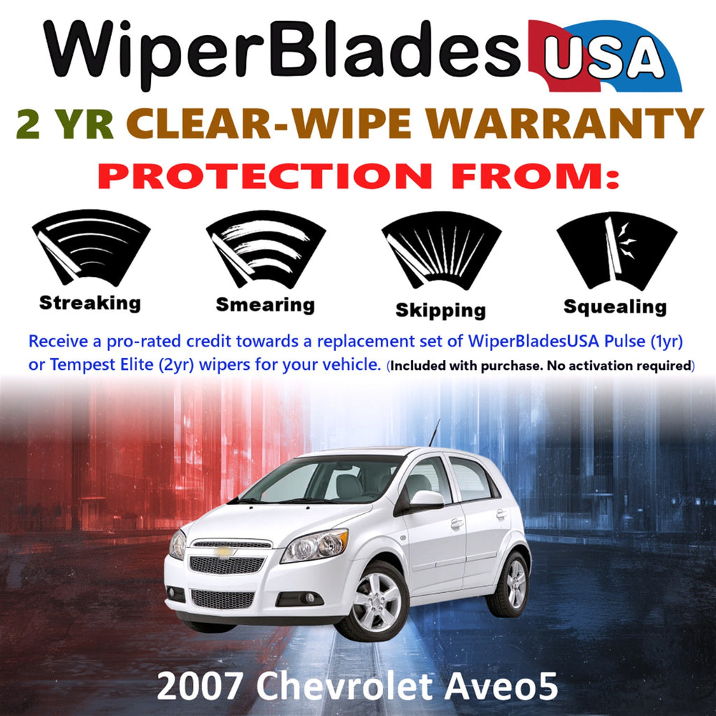 2007 Chevrolet Aveo5 Front Wiper blades Set  Includes 2yr Wear Warranty & Free Delivery