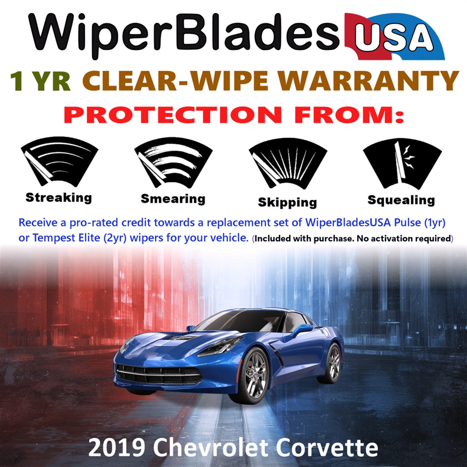 2019 Chevrolet Corvette Front Wiper blades Set Includes 1yr Wear Warranty & Free Delivery