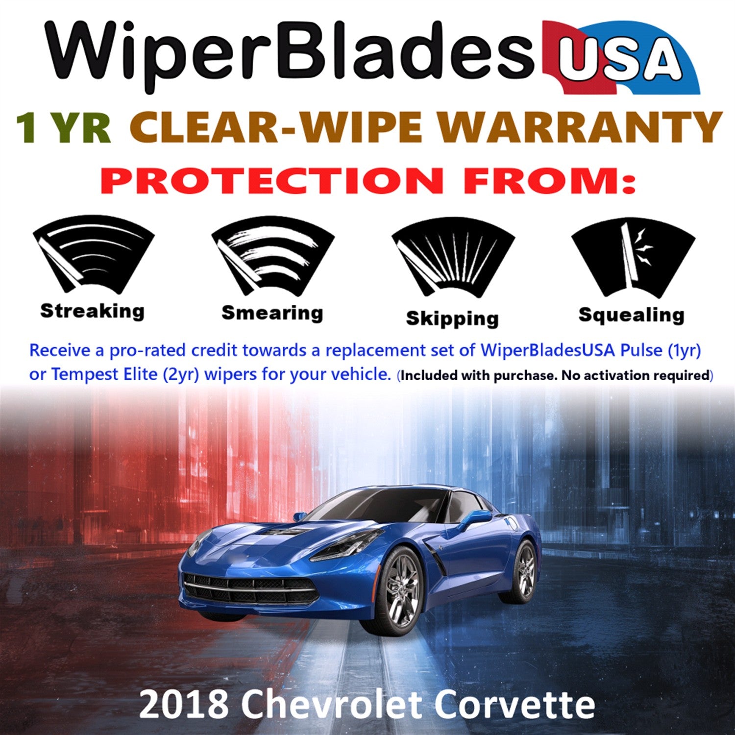 2018 Chevrolet Corvette Front Wiper blades Set Includes 1yr Wear Warranty & Free Delivery