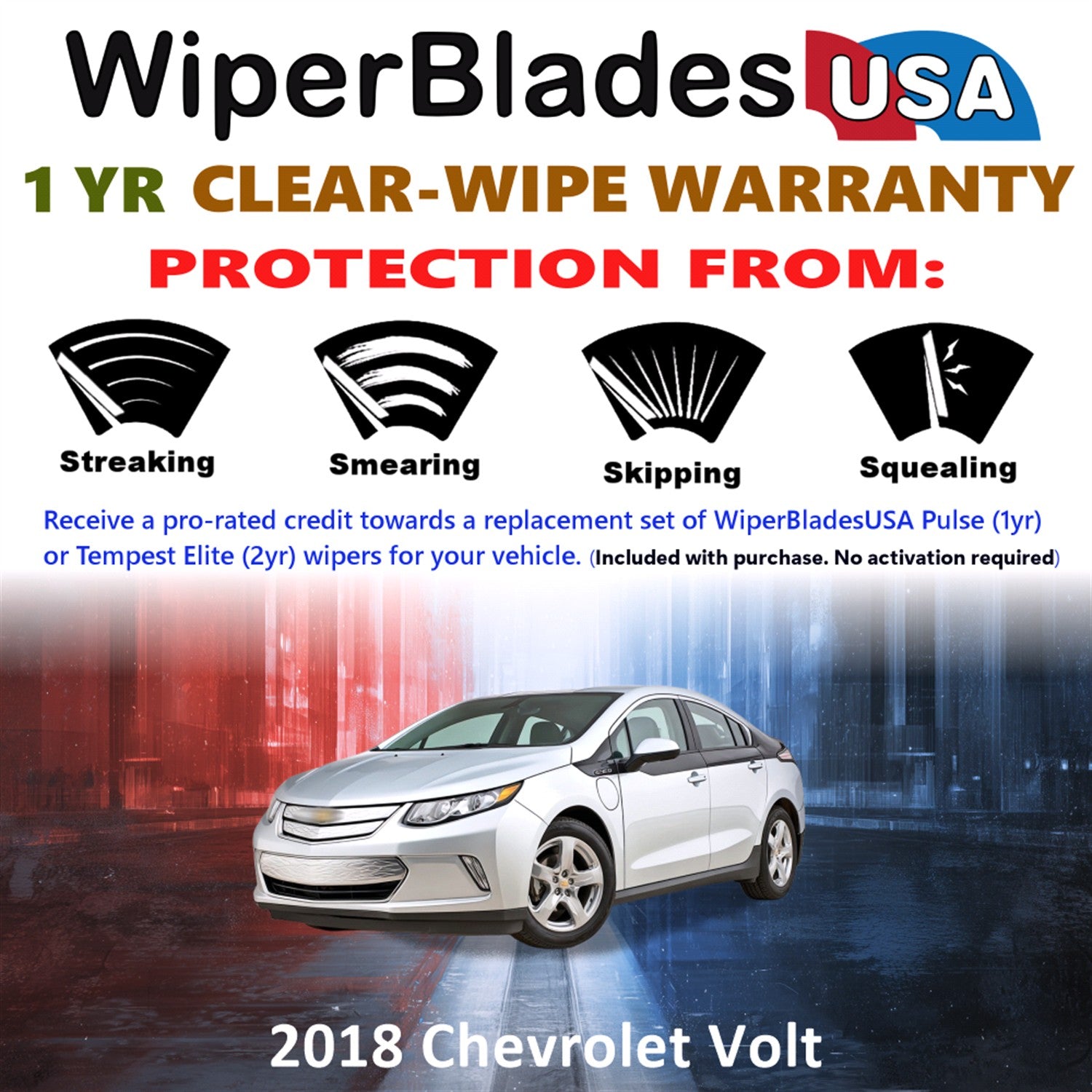 2018 Chevrolet Volt Front Wiper blades Set Includes 1yr Wear Warranty & Free Delivery