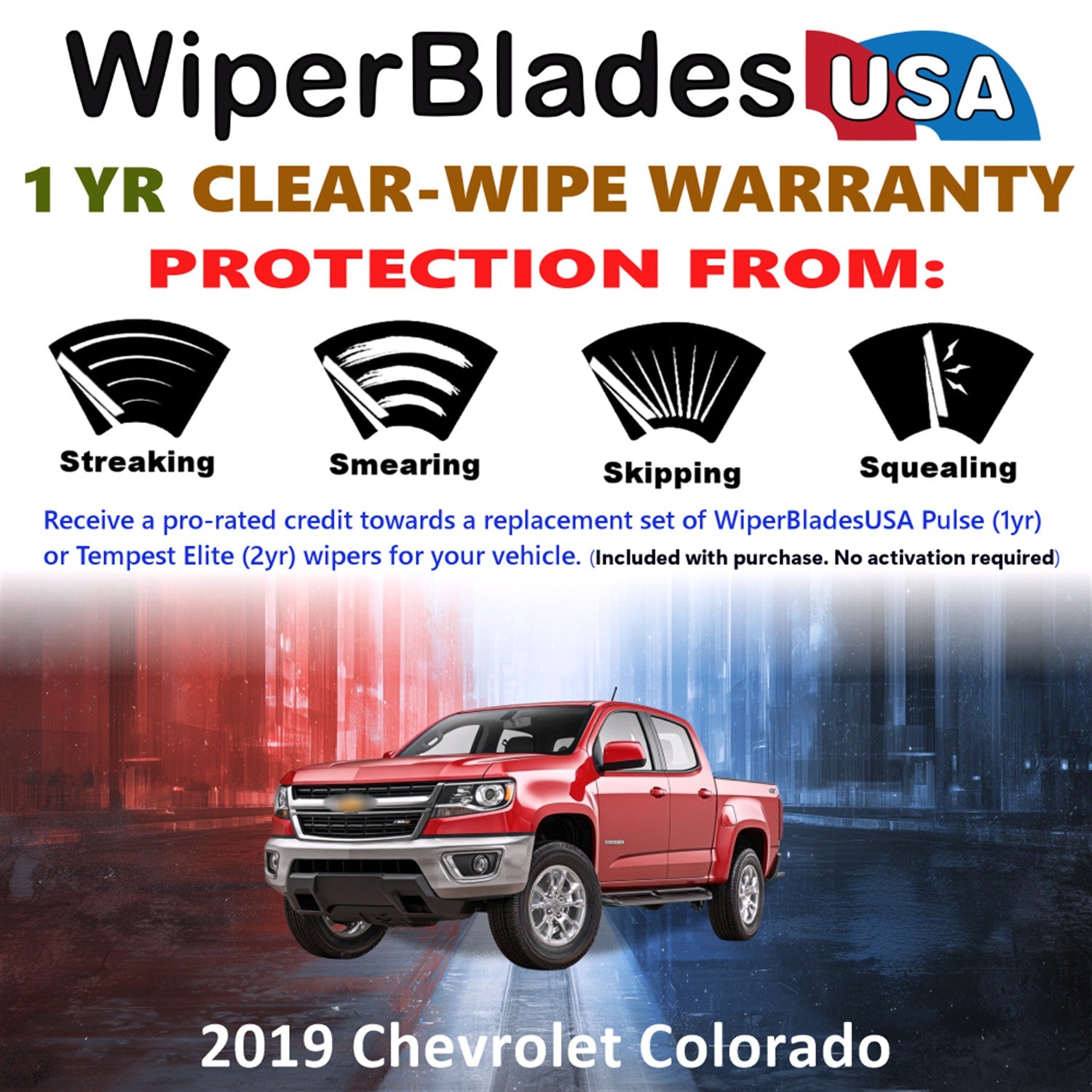2019 Chevrolet Colorado Front Wiper blades Set Includes 1yr Wear Warranty & Free Delivery