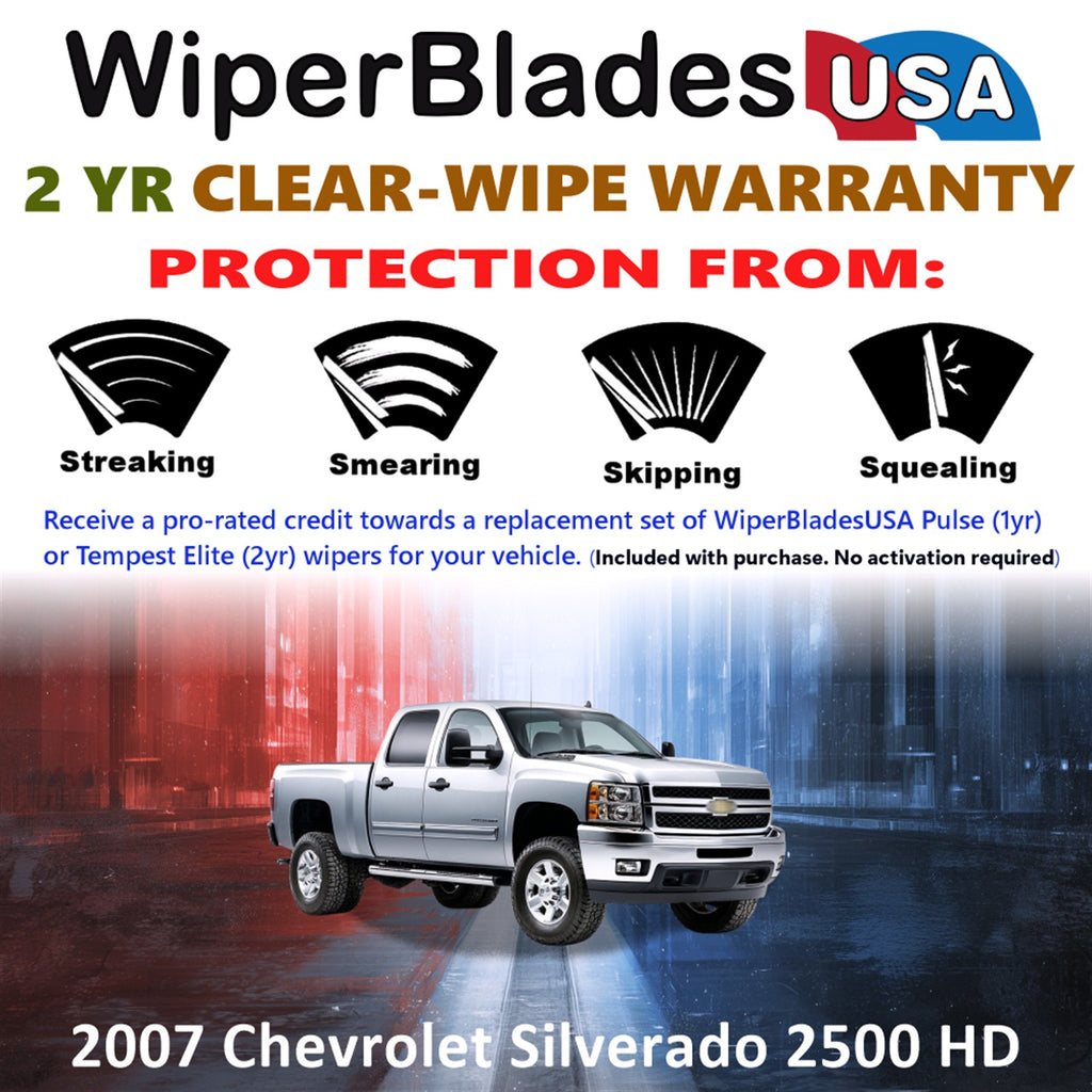 2007 Chevrolet Silverado 2500 HD Front Wiper blades Set  Includes 2yr Wear Warranty & Free Delivery