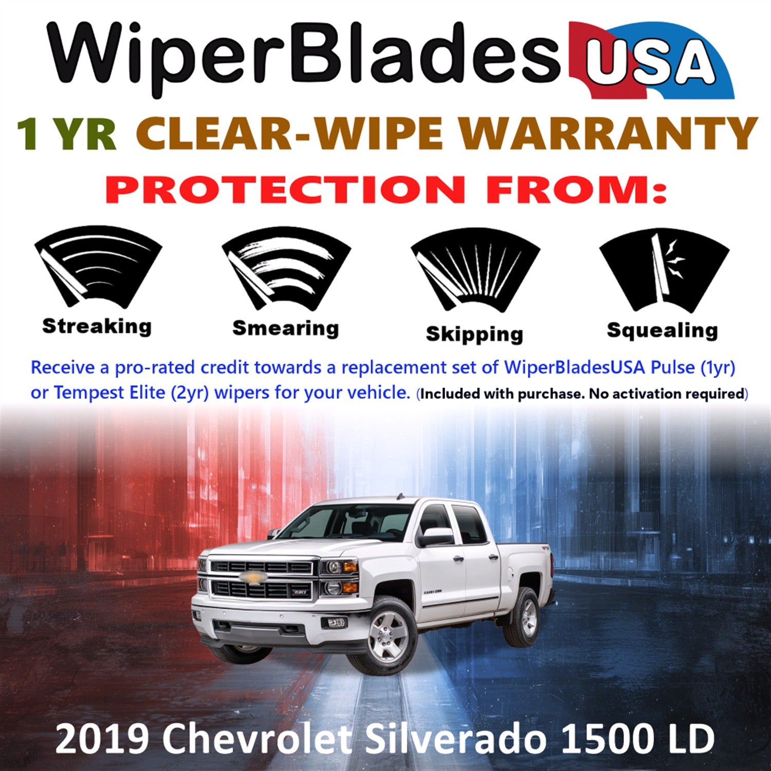2019 Chevrolet Silverado 1500 LD Front Wiper blades Set Includes 1yr Wear Warranty & Free Delivery