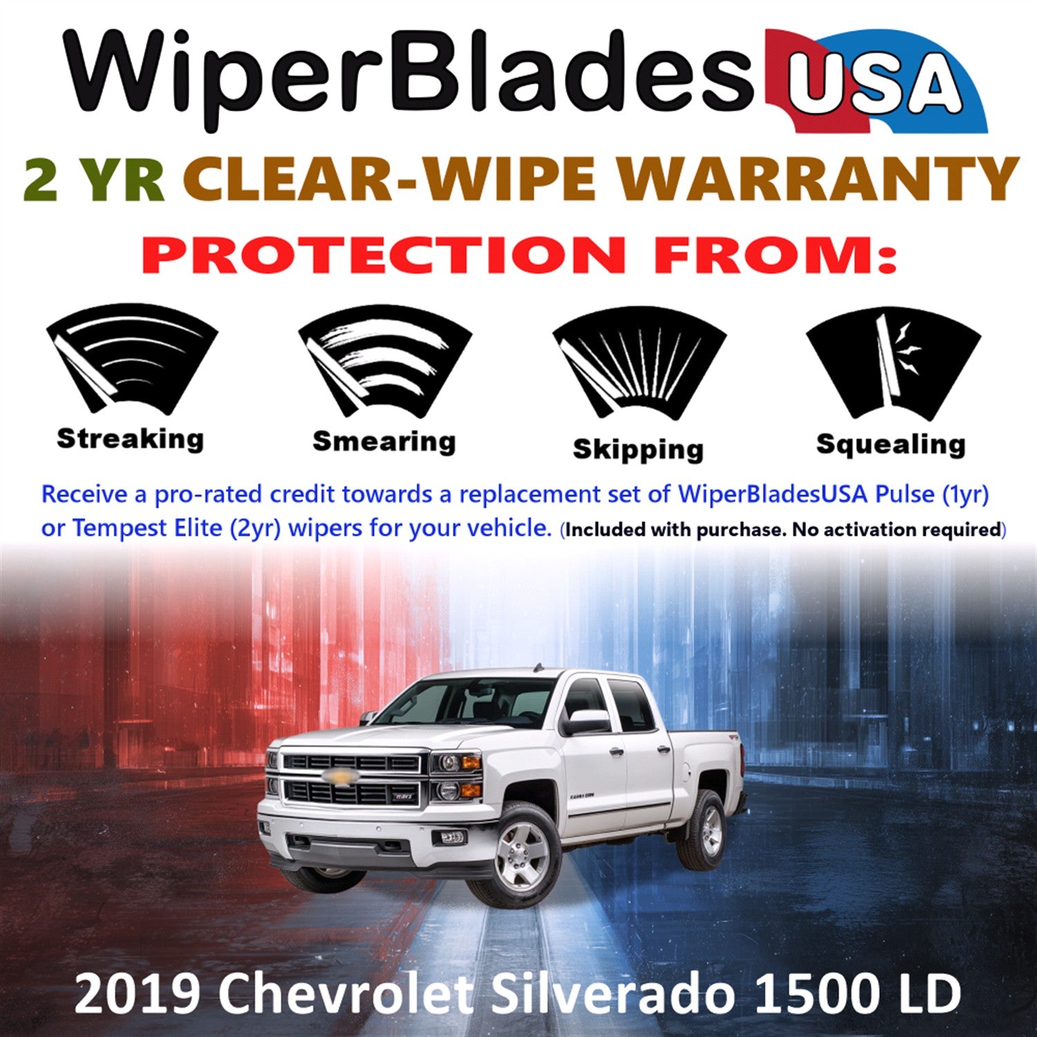2019 Chevrolet Silverado 1500 LD Front Wiper blades Set  Includes 2yr Wear Warranty & Free Delivery