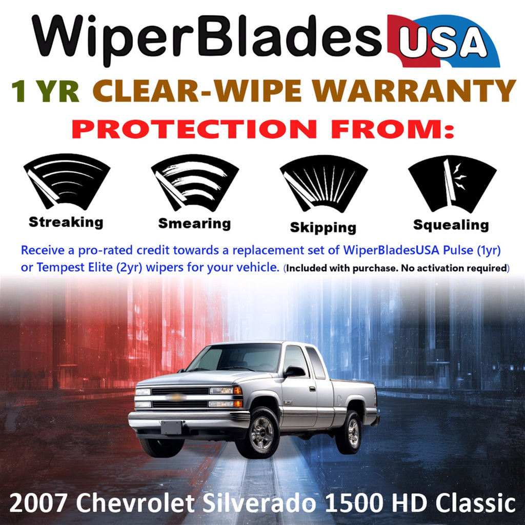 2007 Chevrolet Silverado 1500 HD Classic Front Wiper blades Set Includes 1yr Wear Warranty & Free Delivery