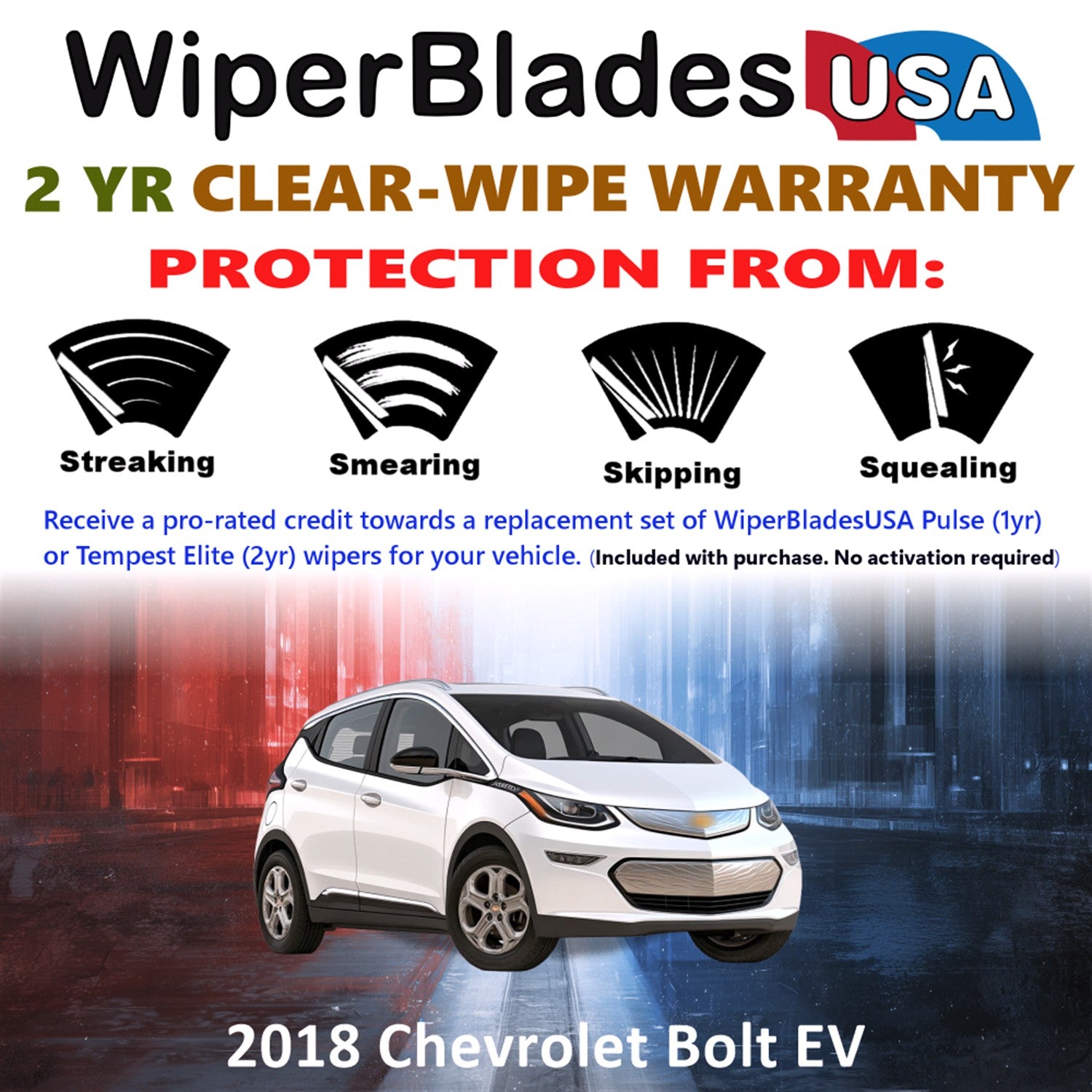 2018 Chevrolet Bolt EV Front Wiper blades Set  Includes 2yr Wear Warranty & Free Delivery