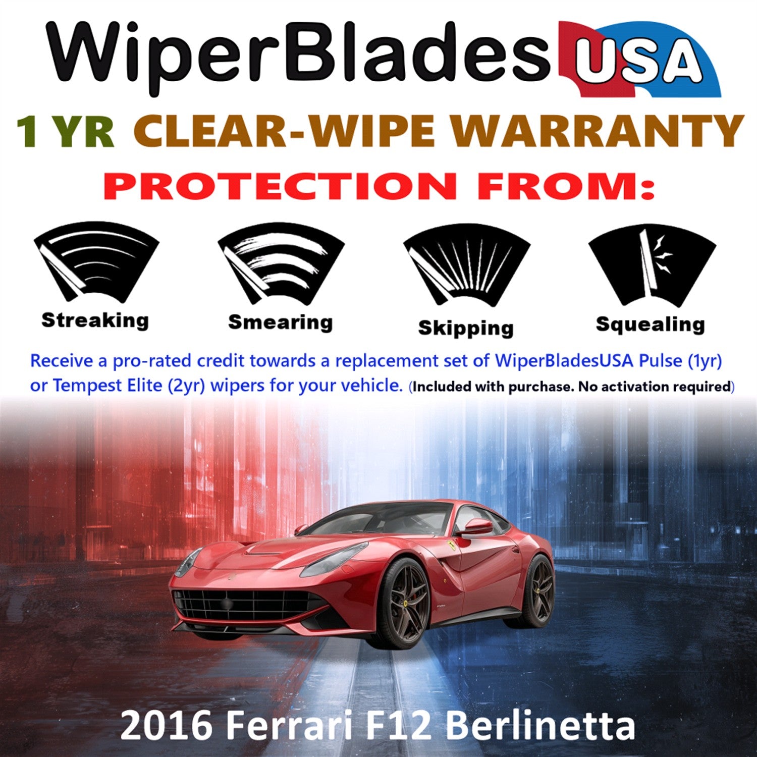 2016 Ferrari F12 Berlinetta Front Wiper blades Set Includes 1yr Wear Warranty & Free Delivery