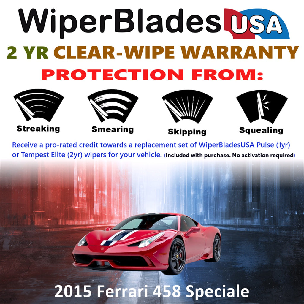 2015 Ferrari 458 Speciale Front Wiper blades Set  Includes 2yr Wear Warranty & Free Delivery