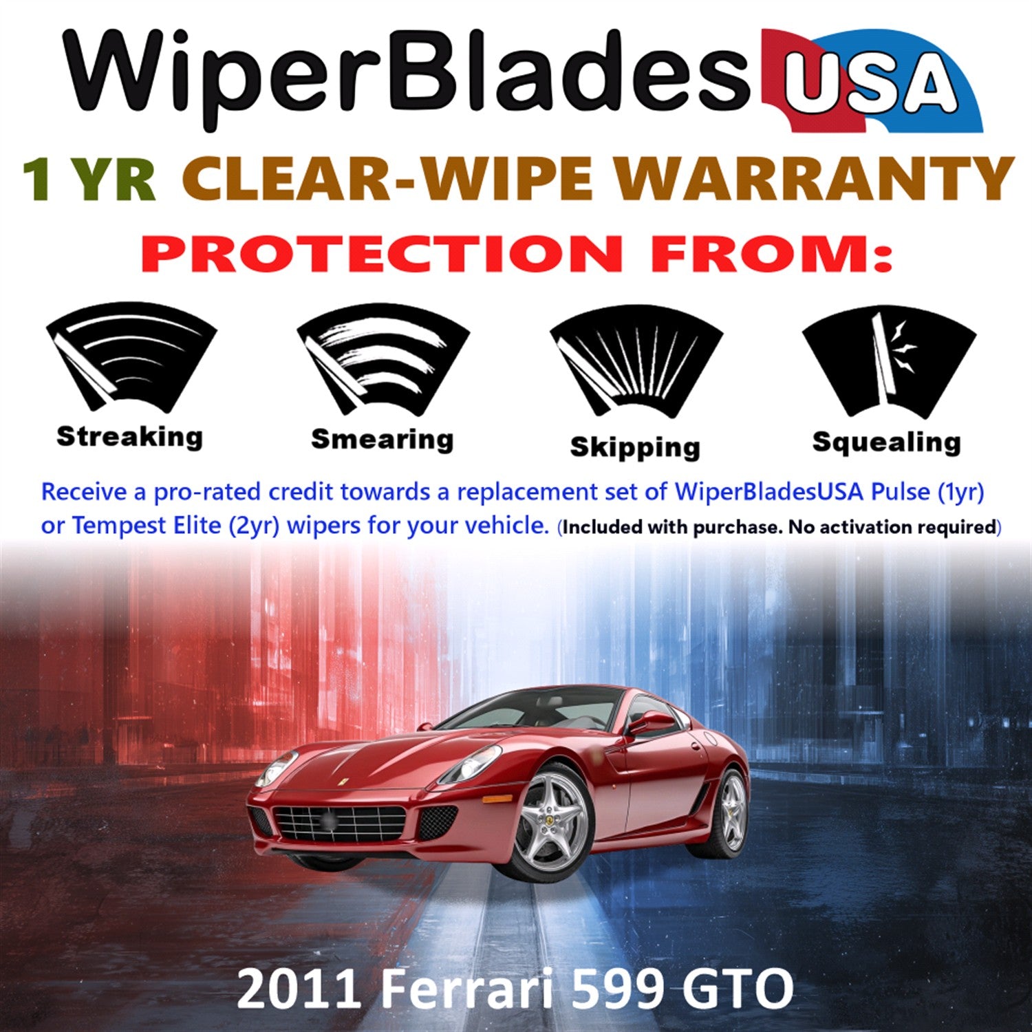 2011 Ferrari 599 GTO Front Wiper blades Set Includes 1yr Wear Warranty & Free Delivery