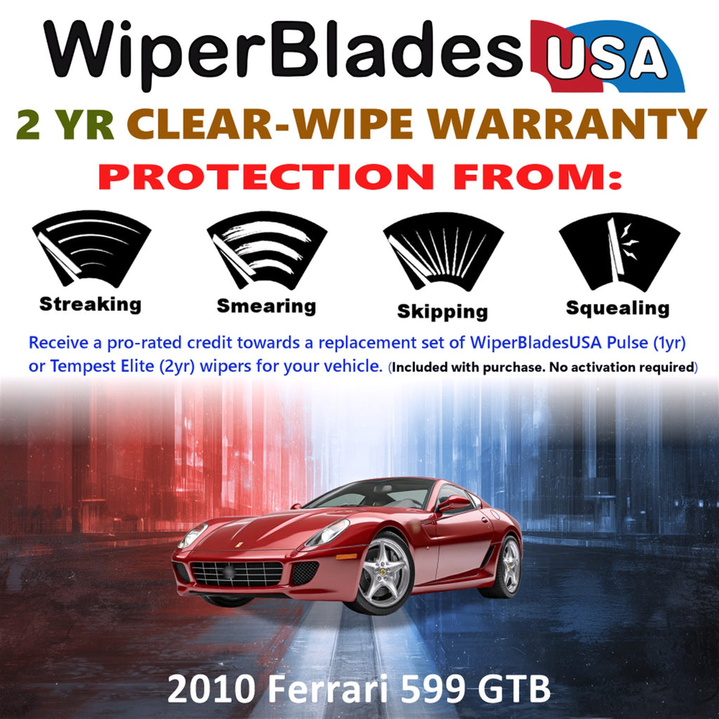 2010 Ferrari 599 GTB Front Wiper blades Set  Includes 2yr Wear Warranty & Free Delivery