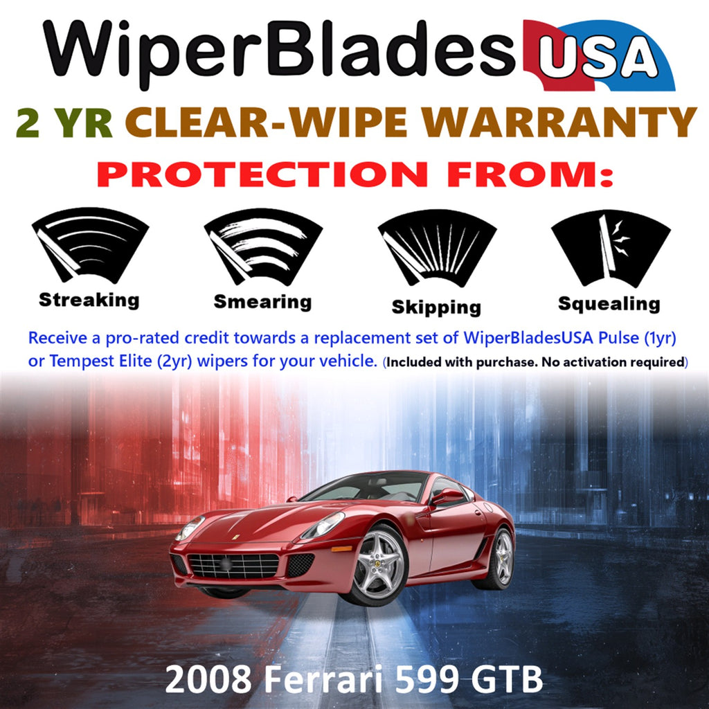2008 Ferrari 599 GTB Front Wiper blades Set  Includes 2yr Wear Warranty & Free Delivery