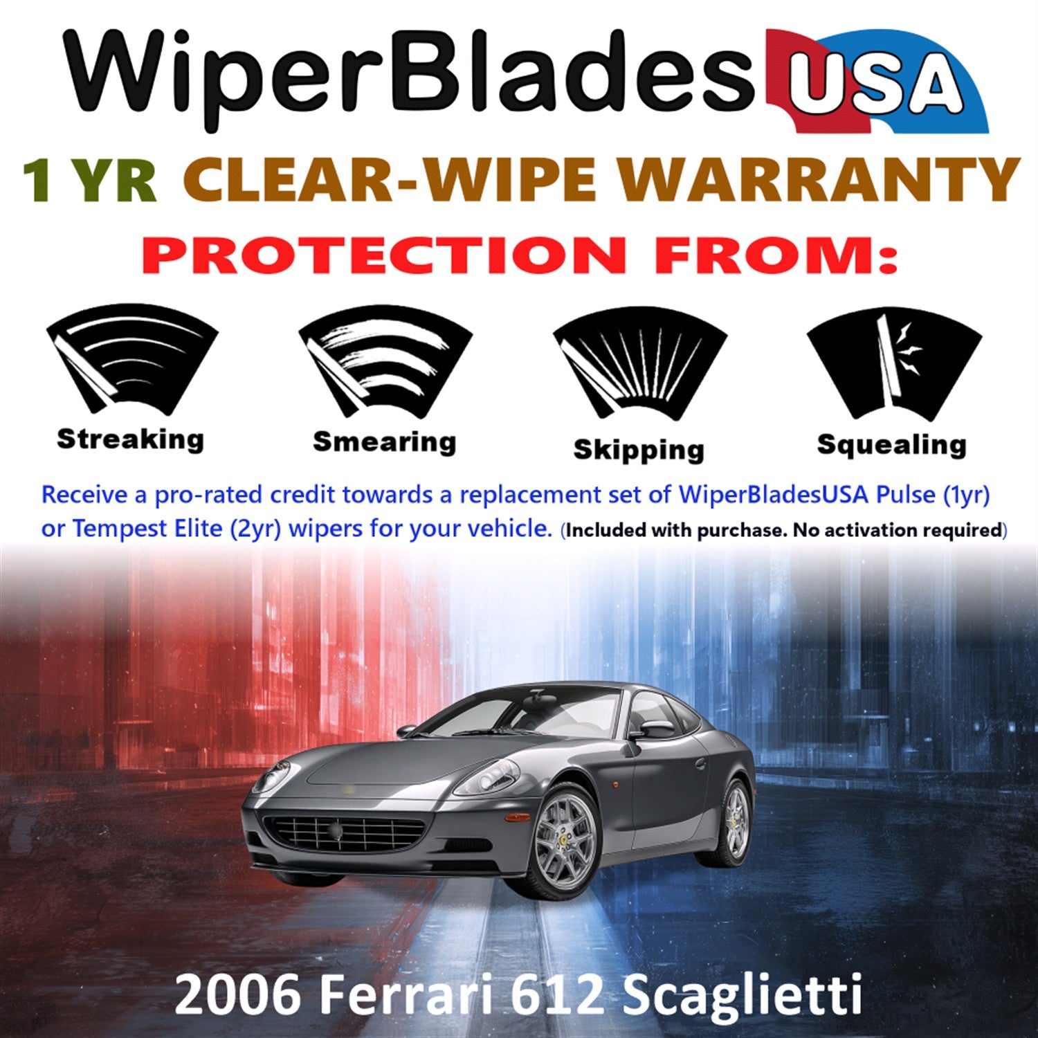 2006 Ferrari 612 Scaglietti Front Wiper blades Set Includes 1yr Wear Warranty & Free Delivery
