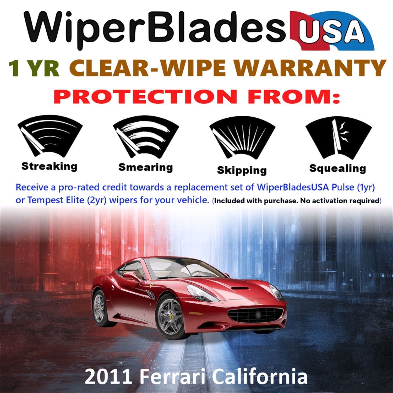 2011 Ferrari California Front Wiper blades Set Includes 1yr Wear Warranty & Free Delivery
