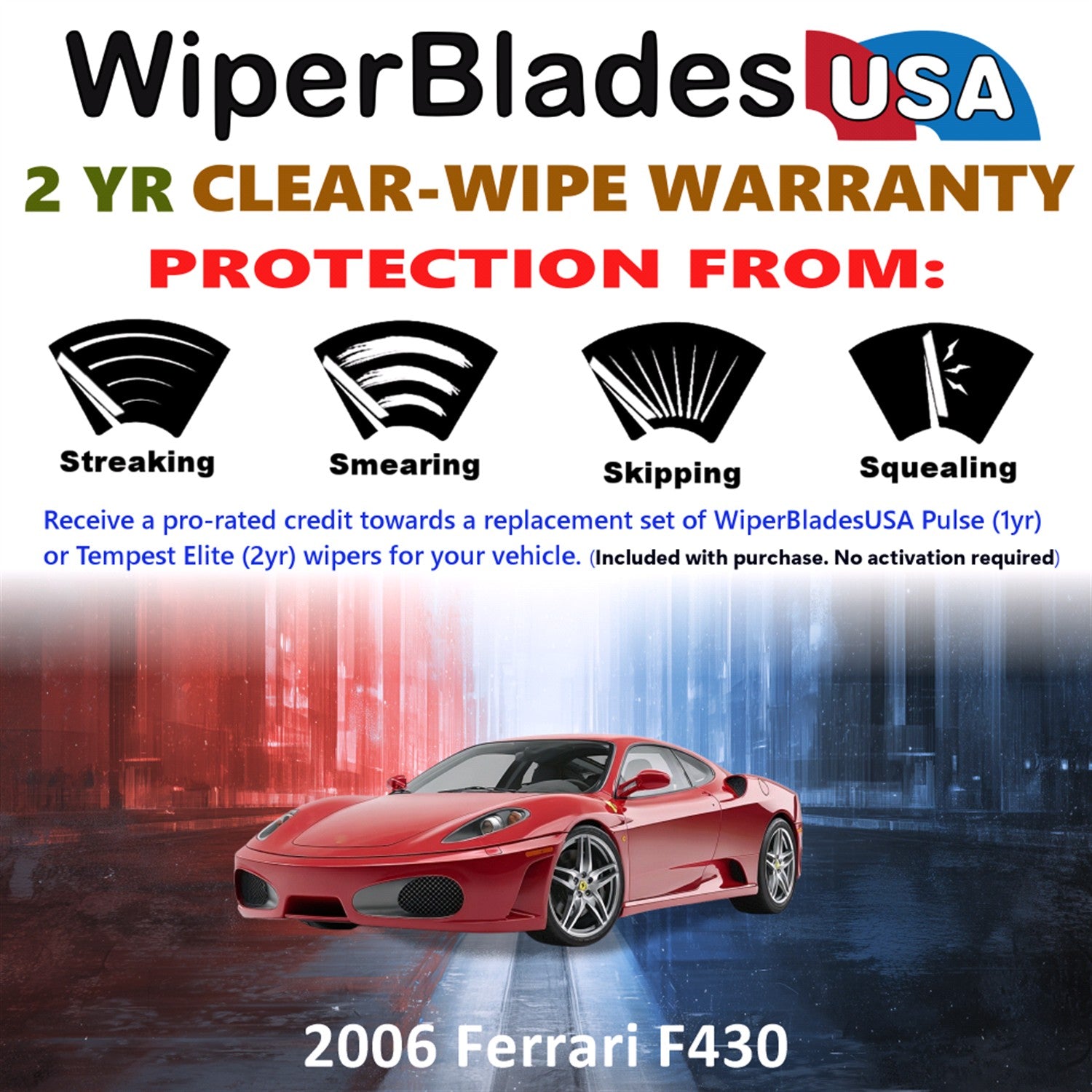 2006 Ferrari F430 Front Wiper blades Set  Includes 2yr Wear Warranty & Free Delivery