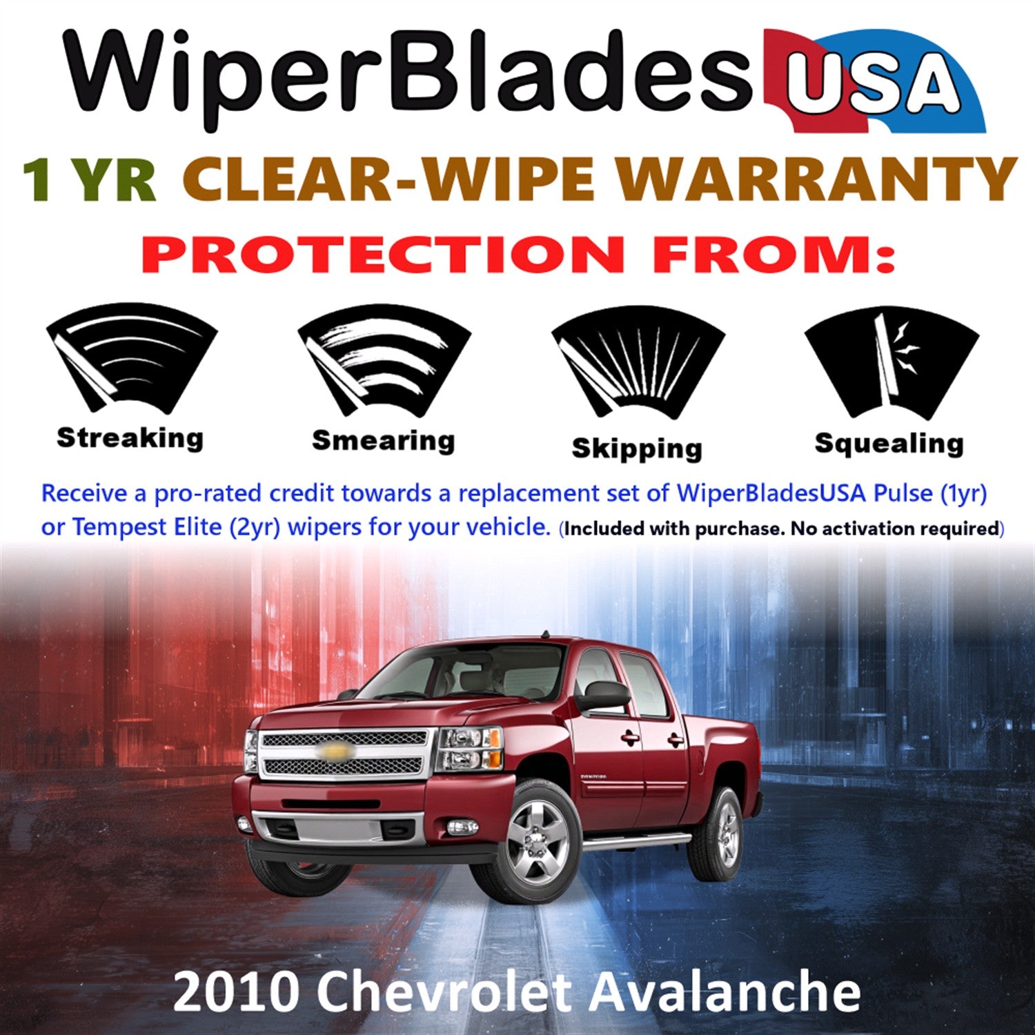 2010 Chevrolet Avalanche Front Wiper blades Set Includes 1yr Wear Warranty & Free Delivery
