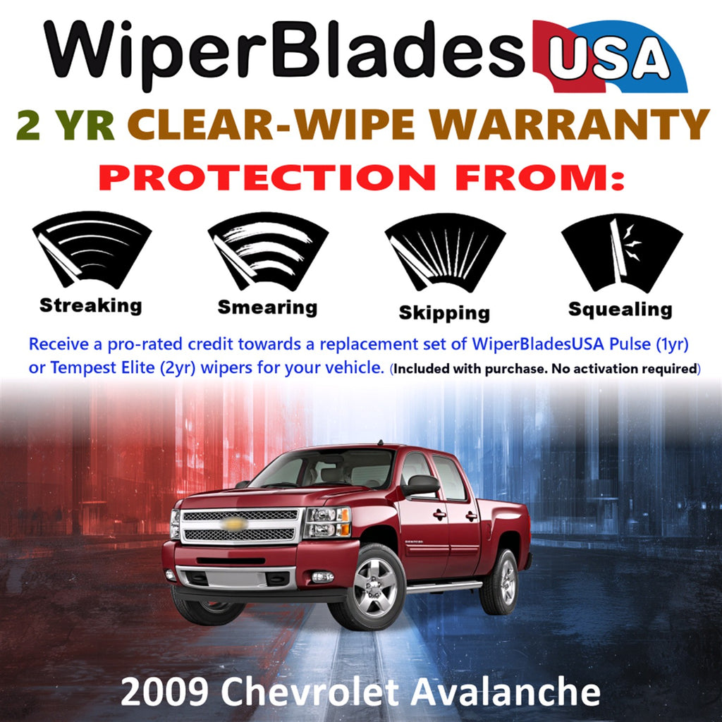 2009 Chevrolet Avalanche Front Wiper blades Set  Includes 2yr Wear Warranty & Free Delivery