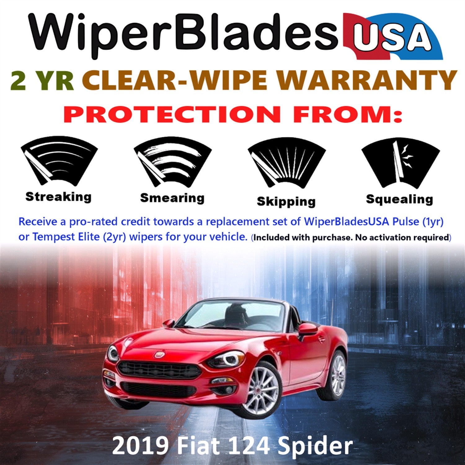 2019 Fiat 124 Spider Front Wiper blades Set  Includes 2yr Wear Warranty & Free Delivery
