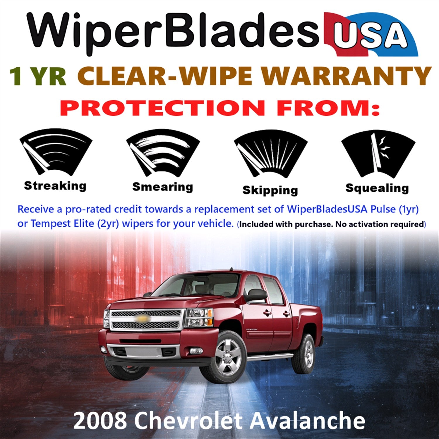 2008 Chevrolet Avalanche Front Wiper blades Set Includes 1yr Wear Warranty & Free Delivery