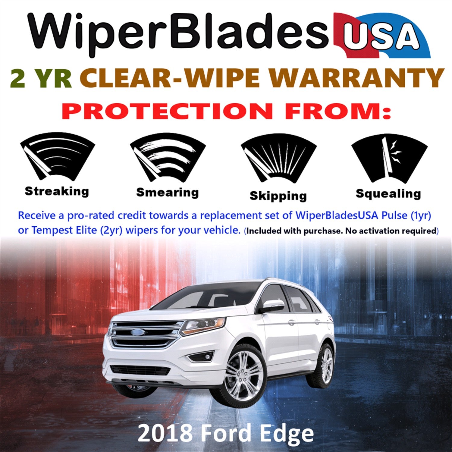 2018 Ford Edge Front w/Rear Wiper blades Set  Includes 2yr Wear Warranty & Free Delivery