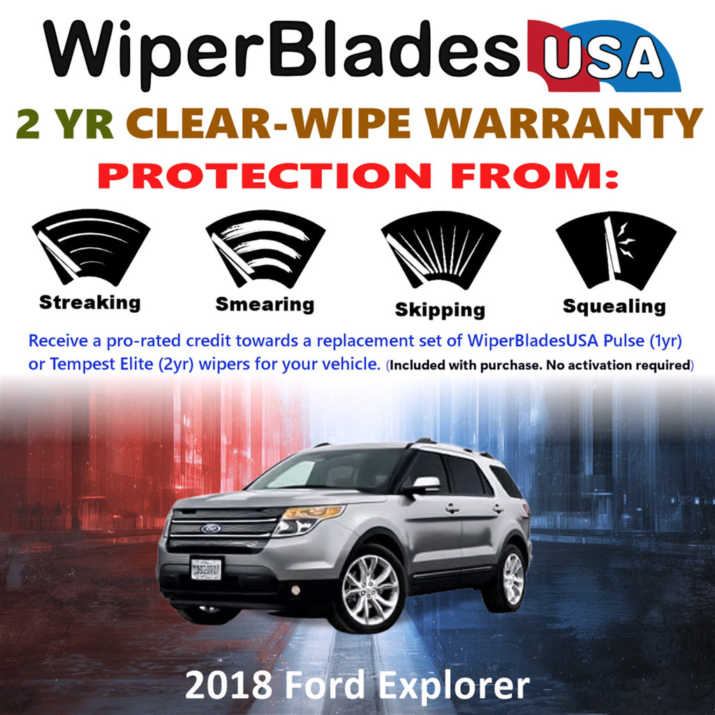2018 Ford Explorer Front Wiper blades Set  Includes 2yr Wear Warranty & Free Delivery