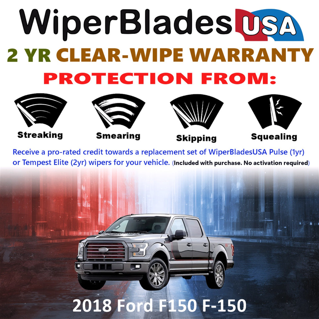 2018 Ford F150 F-150  Front Wiper blades Set  Includes 2yr Wear Warranty & Free Delivery