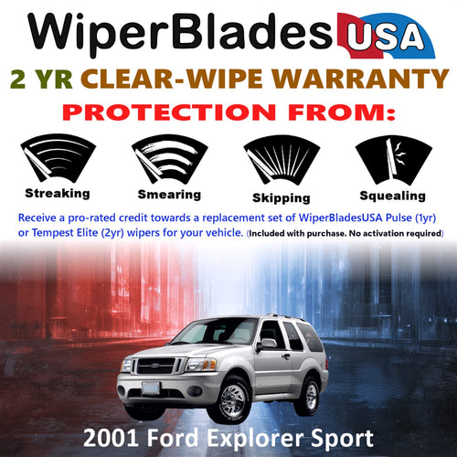 2001 Ford Explorer Sport Front Wiper blades Set  Includes 2yr Wear Warranty & Free Delivery