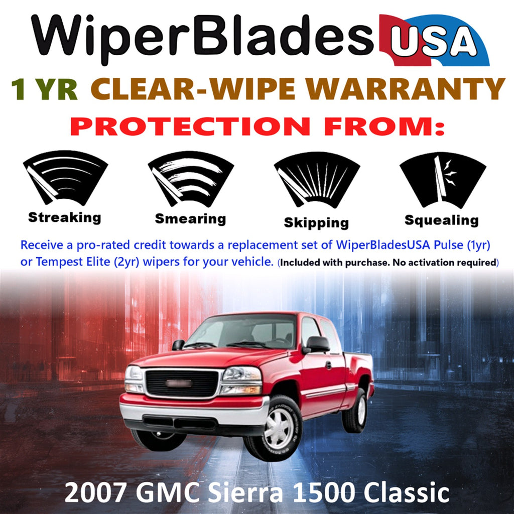 2007 GMC Sierra 1500 Classic Front Wiper blades Set Includes 1yr Wear Warranty & Free Delivery
