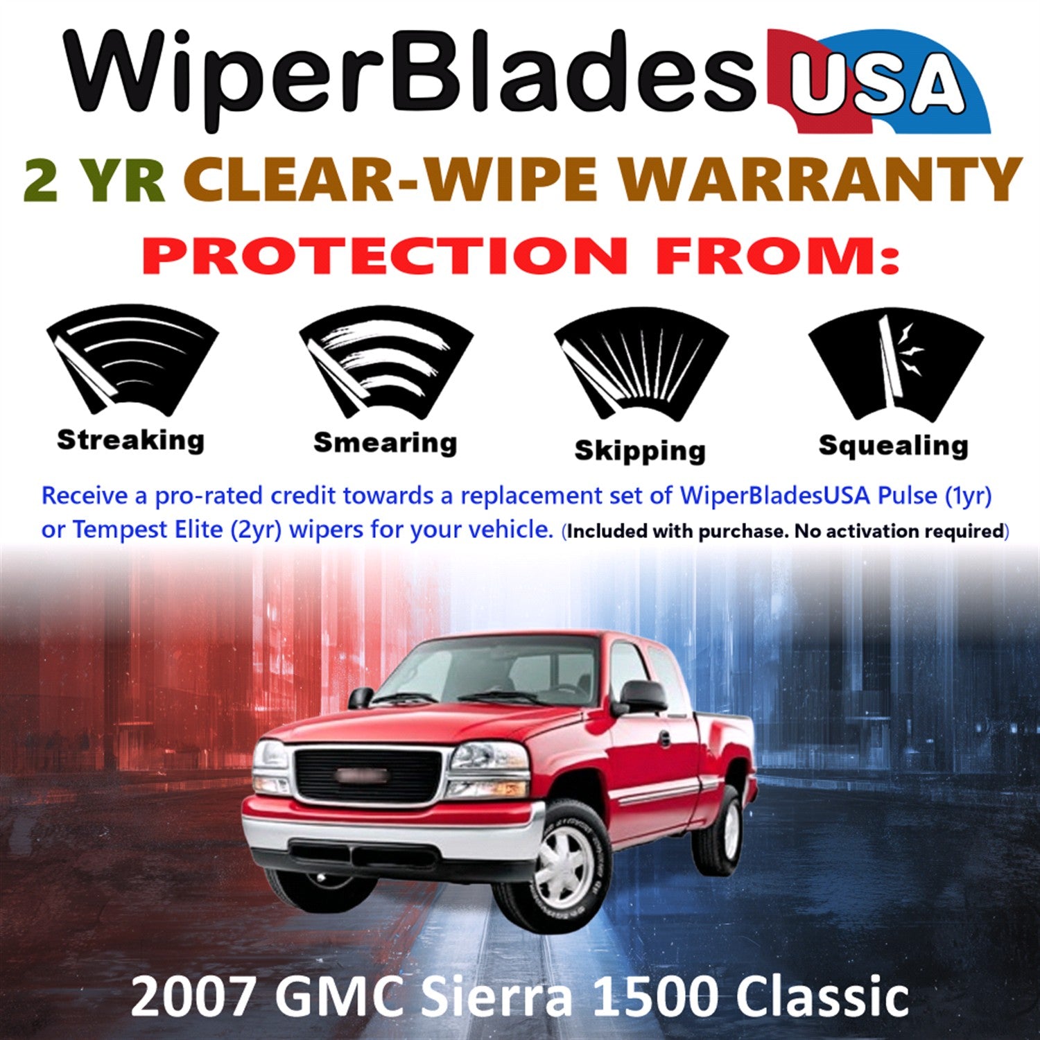 2007 GMC Sierra 1500 Classic Front Wiper blades Set  Includes 2yr Wear Warranty & Free Delivery