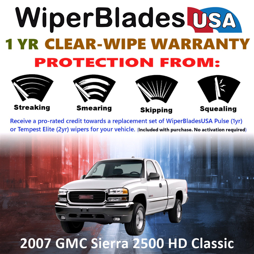 2007 GMC Sierra 2500 HD Classic Front Wiper blades Set Includes 1yr Wear Warranty & Free Delivery