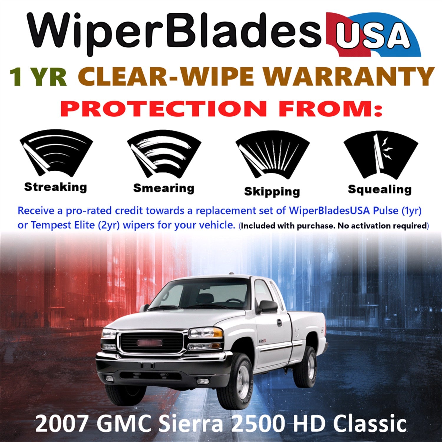 2007 GMC Sierra 2500 HD Classic Front Wiper blades Set Includes 1yr Wear Warranty & Free Delivery