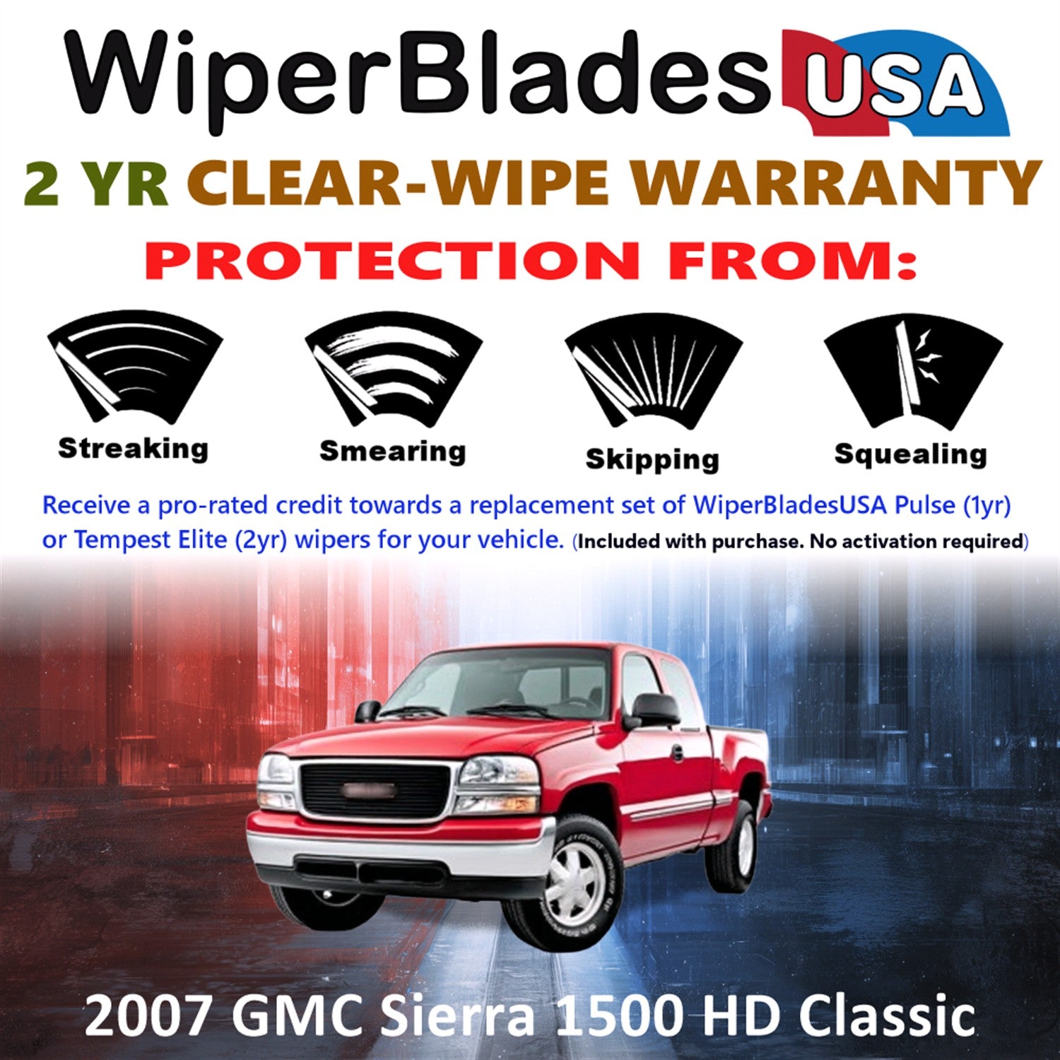 2007 GMC Sierra 1500 HD Classic Front Wiper blades Set  Includes 2yr Wear Warranty & Free Delivery
