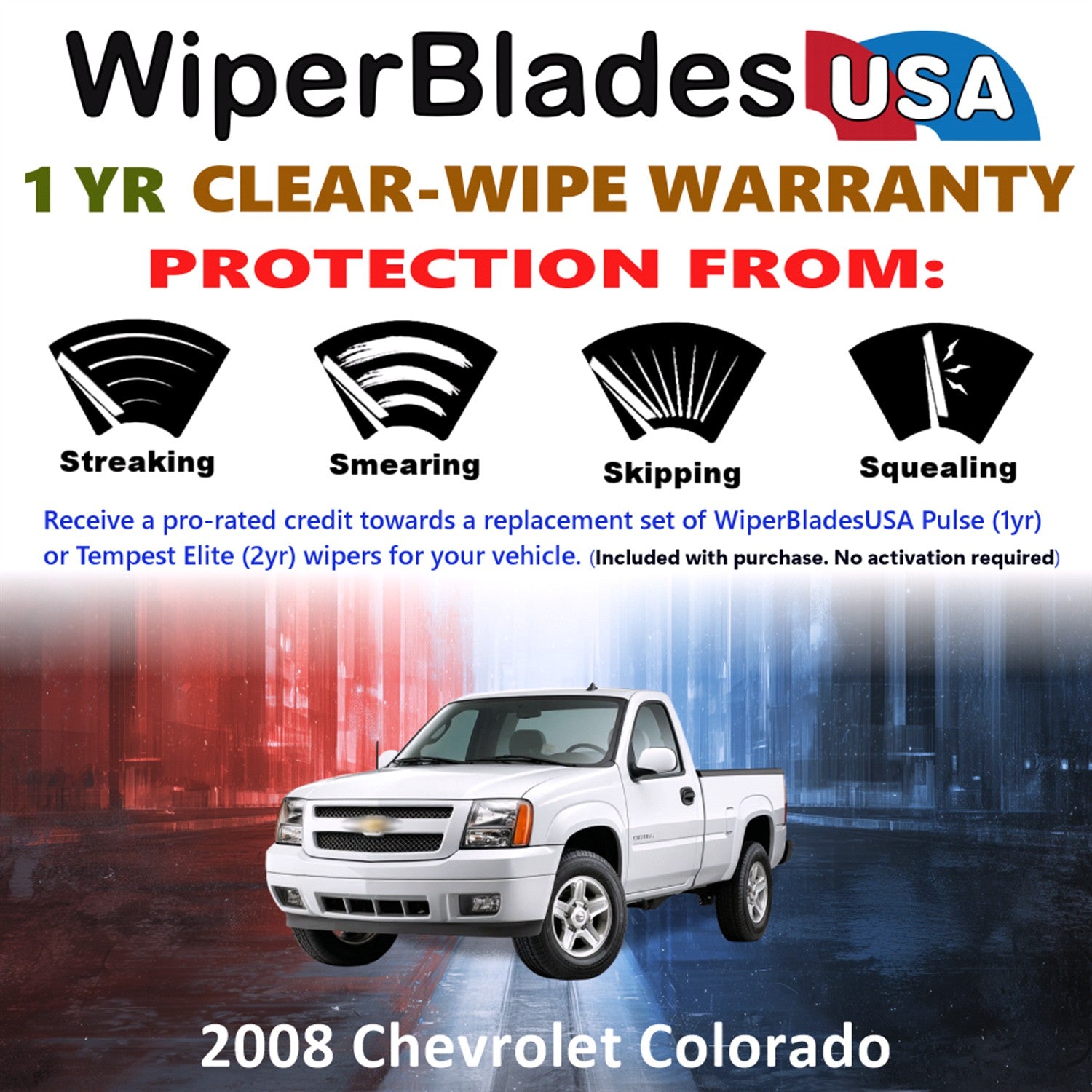2008 Chevrolet Colorado Front Wiper blades Set Includes 1yr Wear Warranty & Free Delivery