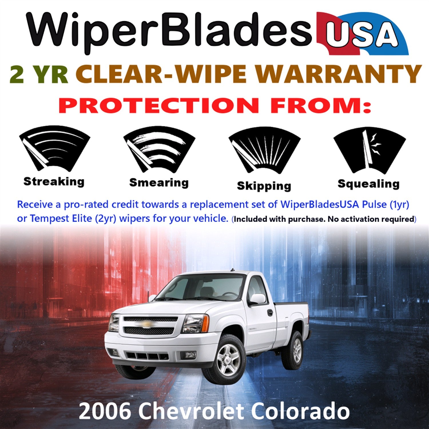2006 Chevrolet Colorado Front Wiper blades Set  Includes 2yr Wear Warranty & Free Delivery