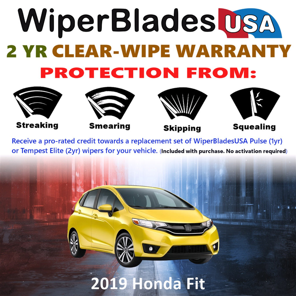 2019 Honda Fit Front w/Rear Wiper blades Set  Includes 2yr Wear Warranty & Free Delivery