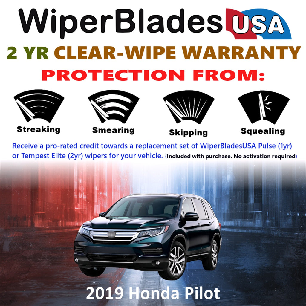 2019 Honda Pilot Front Wiper blades Set  Includes 2yr Wear Warranty & Free Delivery