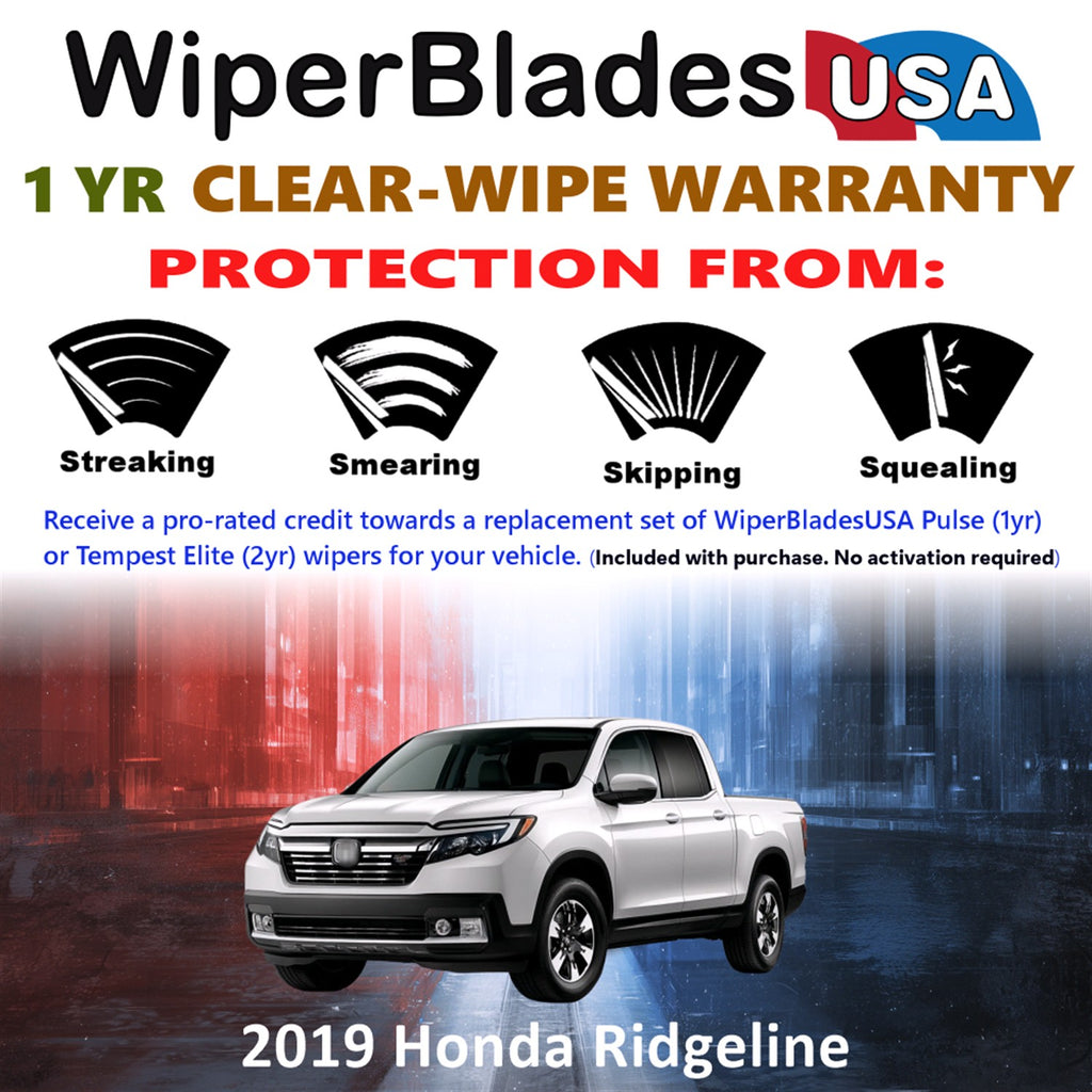 2019 Honda Ridgeline Front Wiper blades Set Includes 1yr Wear Warranty & Free Delivery