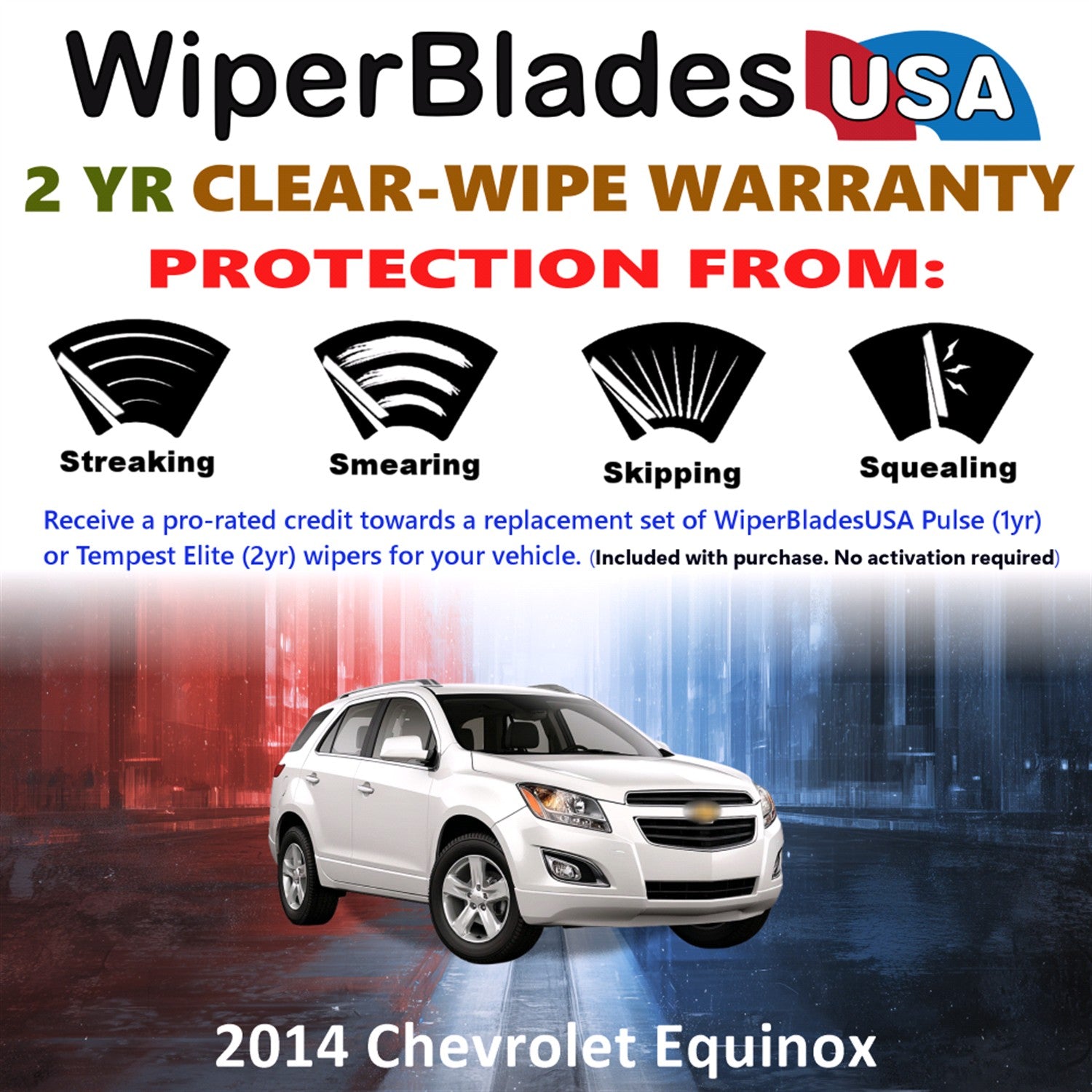 2014 Chevrolet Equinox Front Wiper blades Set  Includes 2yr Wear Warranty & Free Delivery