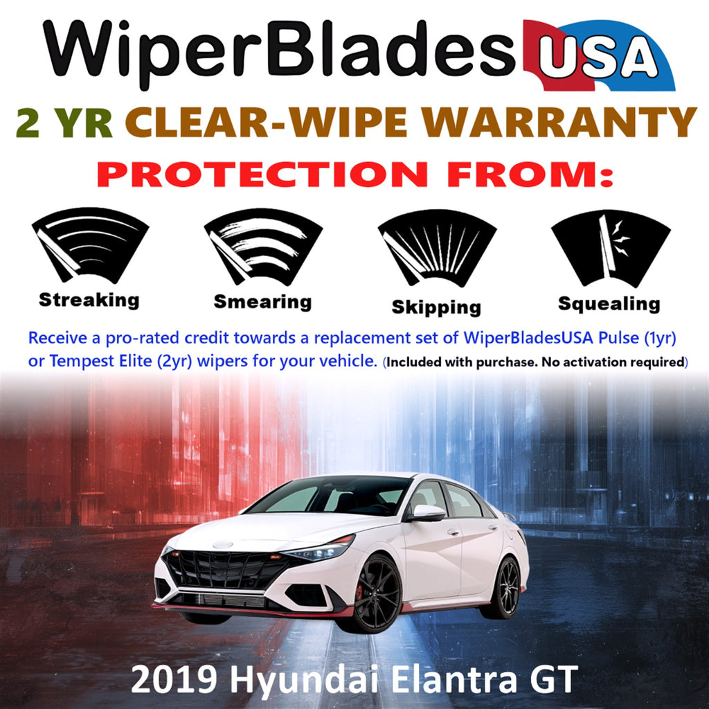 2019 Hyundai Elantra GT Front w/Rear Wiper blades Set  Includes 2yr Wear Warranty & Free Delivery