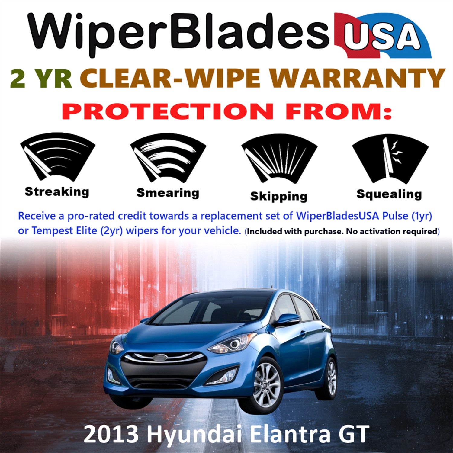 2013 Hyundai Elantra GT Front Wiper blades Set  Includes 2yr Wear Warranty & Free Delivery