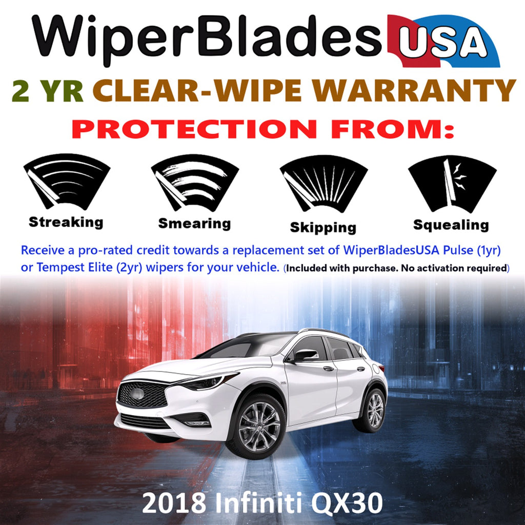 2018 Infiniti QX30 Front Wiper blades Set  Includes 2yr Wear Warranty & Free Delivery