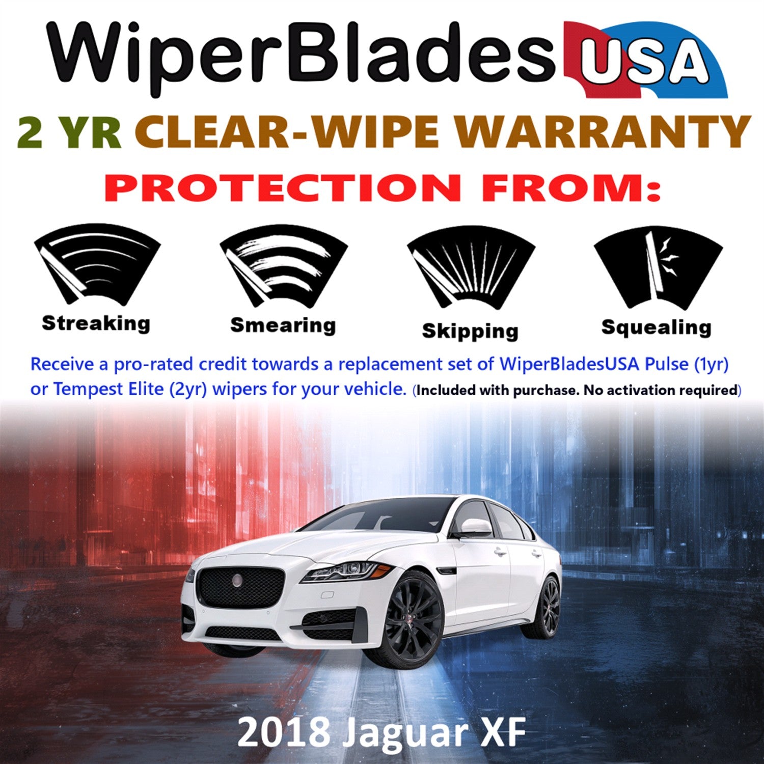2018 Jaguar XF Front Wiper blades Set  Includes 2yr Wear Warranty & Free Delivery