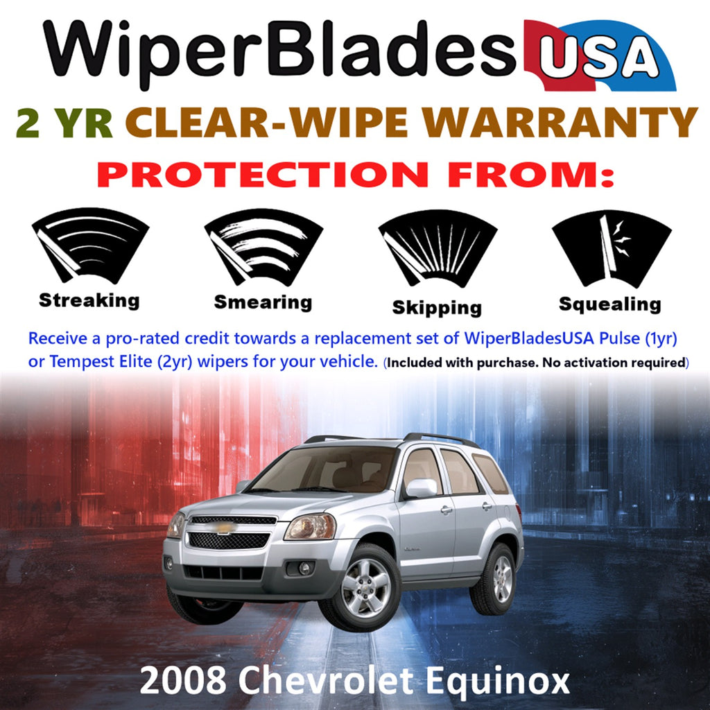 2008 Chevrolet Equinox Front w/Rear Wiper blades Set  Includes 2yr Wear Warranty & Free Delivery