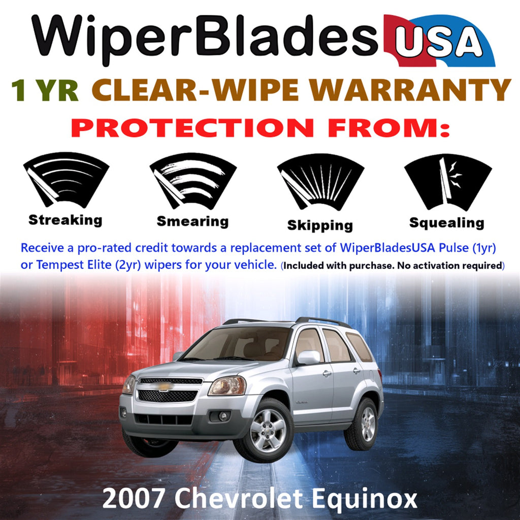 2007 Chevrolet Equinox Front w/Rear Wiper blades Set Includes 1yr Wear Warranty & Free Delivery